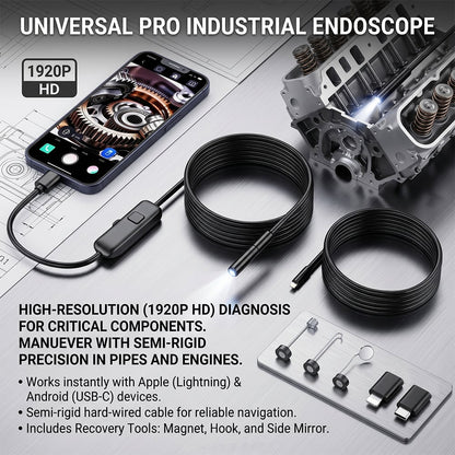 1920P HD Endoscope Camera with 8 Adjustable LED Lights