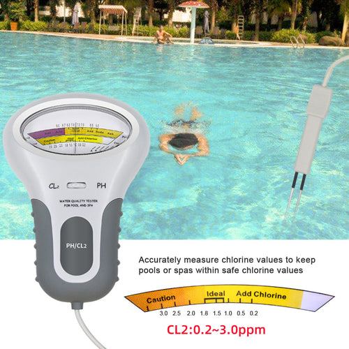 PH Meter, Portable Chlorine Tester, pH&CL2 Tester, Water Quality Analyzer for Swimming Pool, Spa, Aquarium