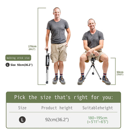 Elarohome S2 | 2-in-1 Portable Folding Seat & Walking Stick