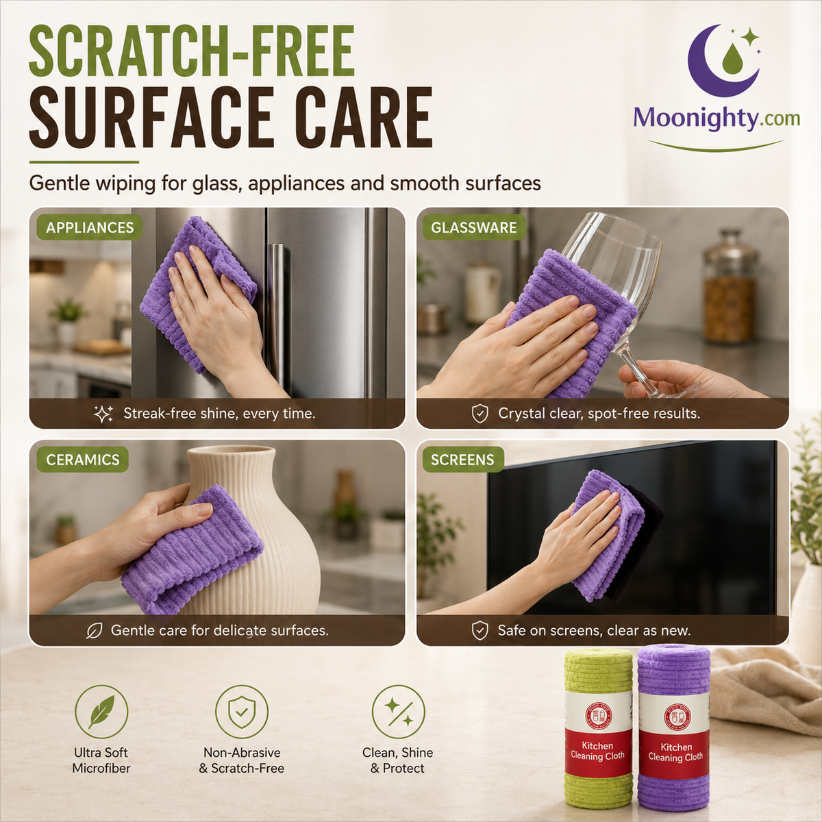 Reusable Tear-Off Cleaning Cloth Roll for Kitchen Wiping