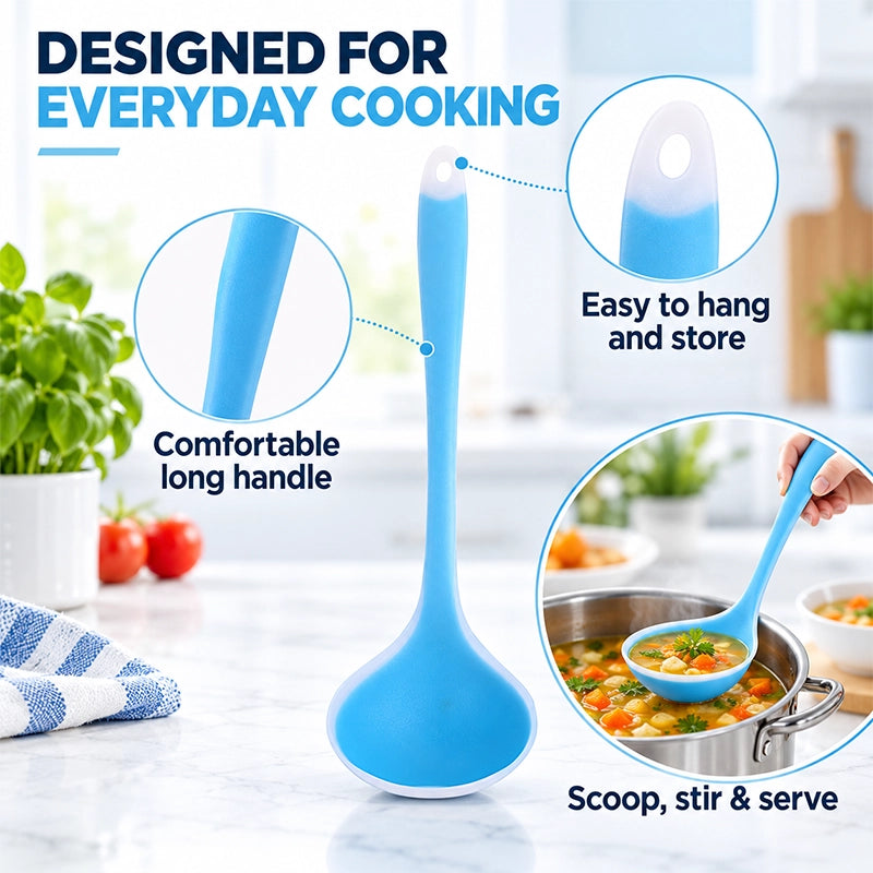 Translucent Silicone Soup Ladle for Everyday Serving