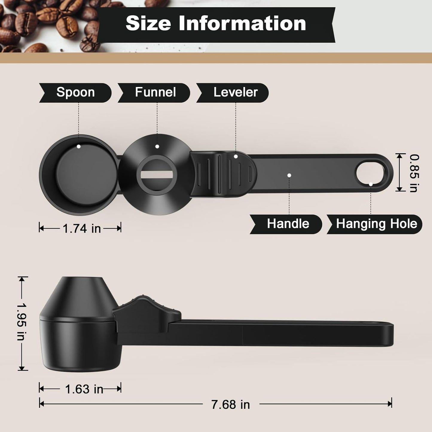 Coffee Scoop with Funnel – 2 Tbsp Measuring Spoon for Reusable K Cups