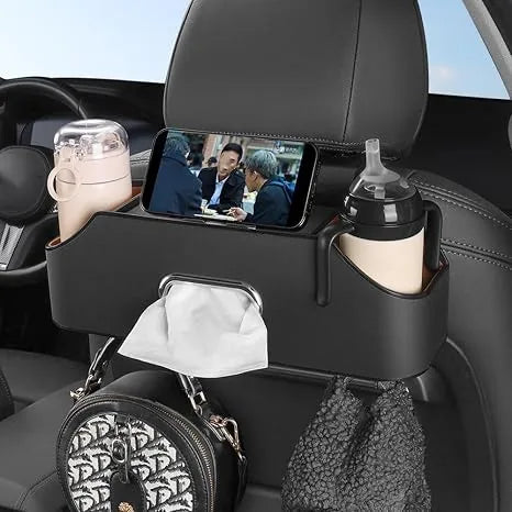 Car Headrest-Mounted Multifunction Storage Tray