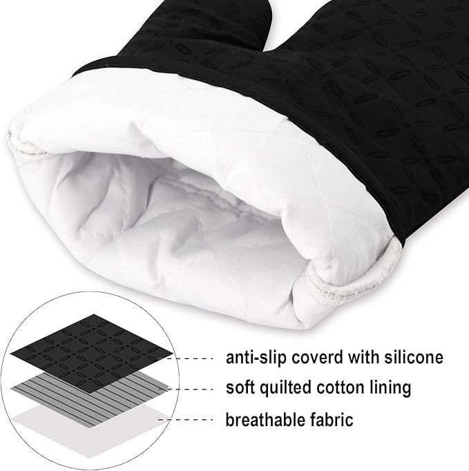 Non-slip Silicone Heat Resistant Oven Glove Set