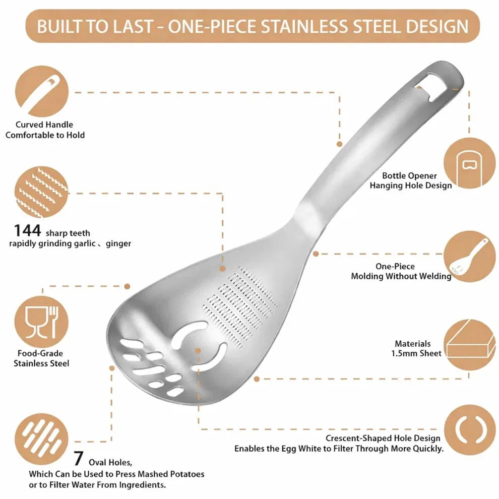 2-Piece Stainless Steel Straining and Mashing Spoon Set
