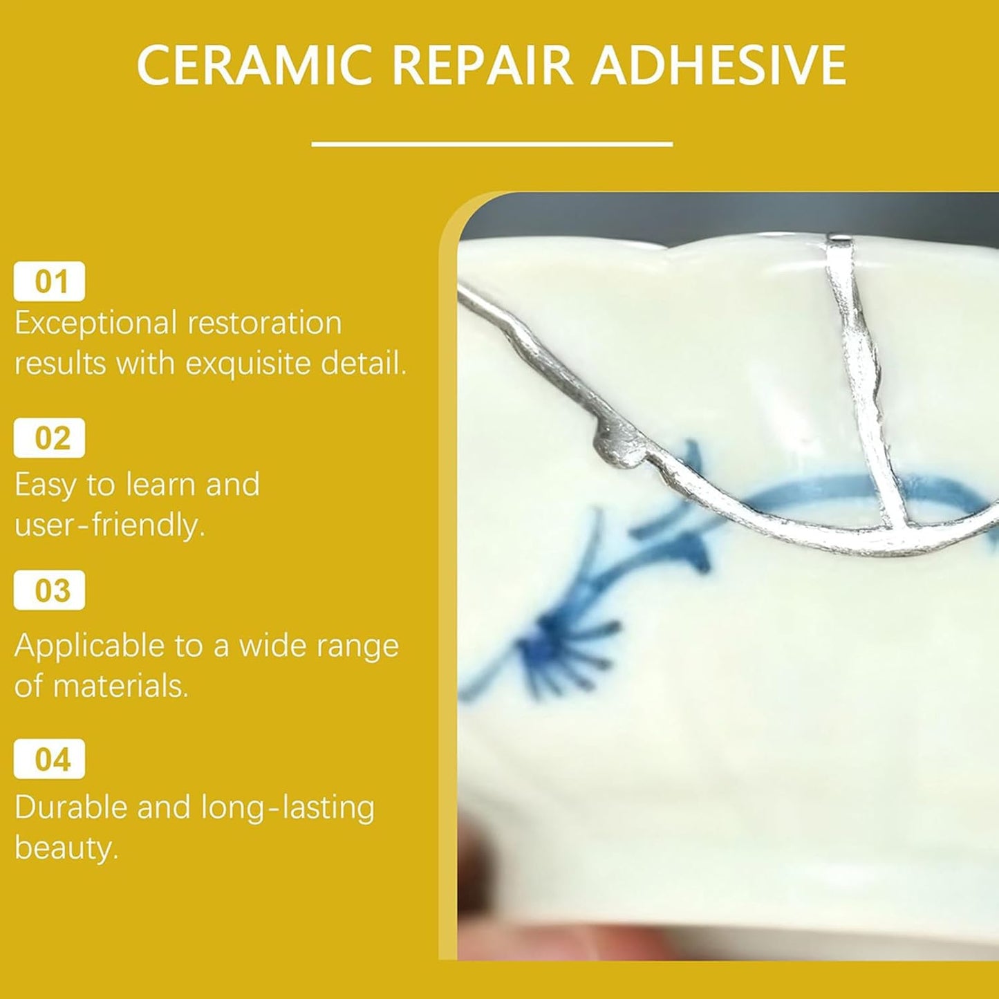 Gold Ceramic Repair Kit for Glass, Porcelain & Figurines