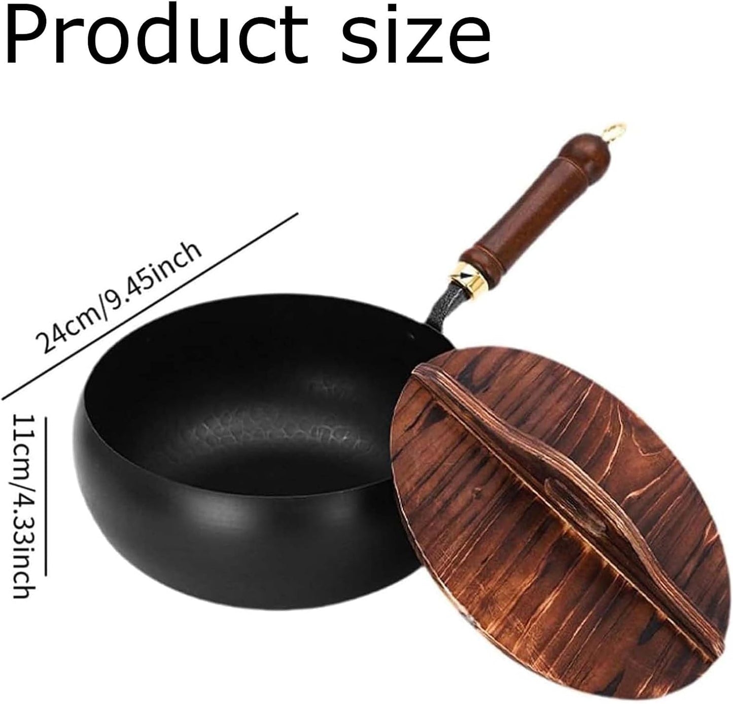Uncoated Cast Iron Wok with Lid – Japanese Style Iron Pot