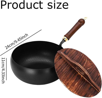 Uncoated Cast Iron Wok with Lid – Japanese Style Iron Pot