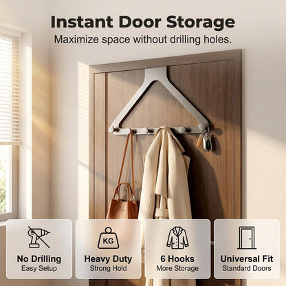 Triangular Over-Door Hanging Racks for Coats and Towels, 2-Pack