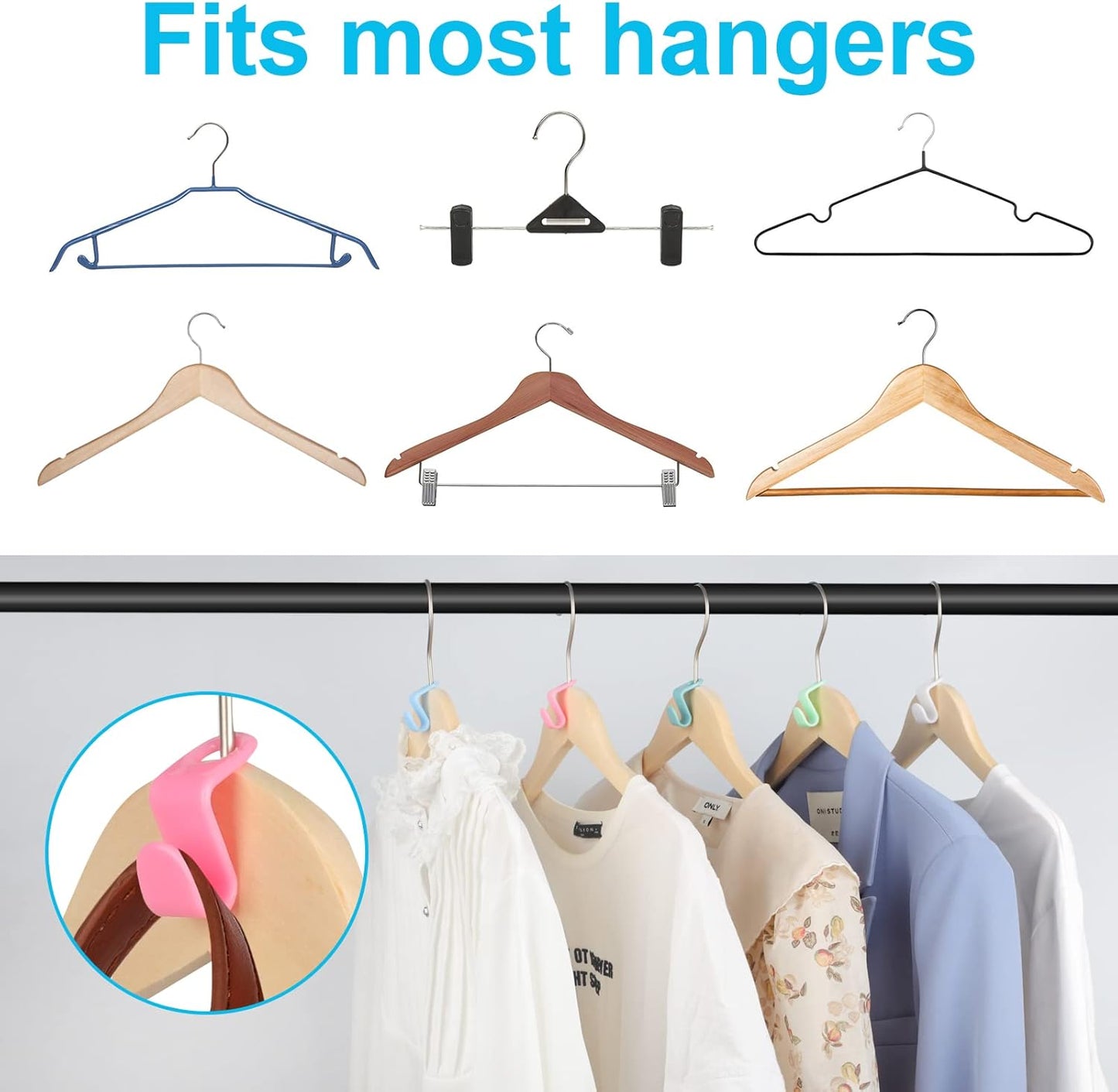 Space-Saving Hanger Connector Hooks – 100 Pack