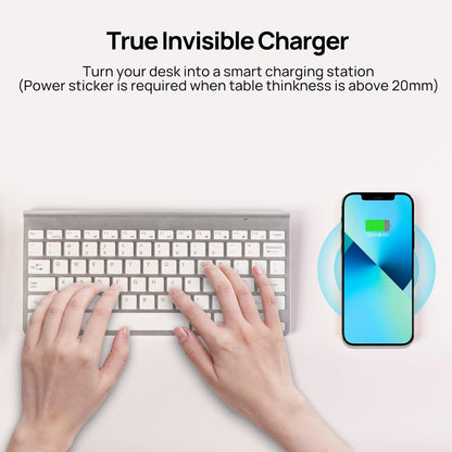 Invisible Wireless Charger Mat – 30mm Under Desk Charging Station for iPhone & Android