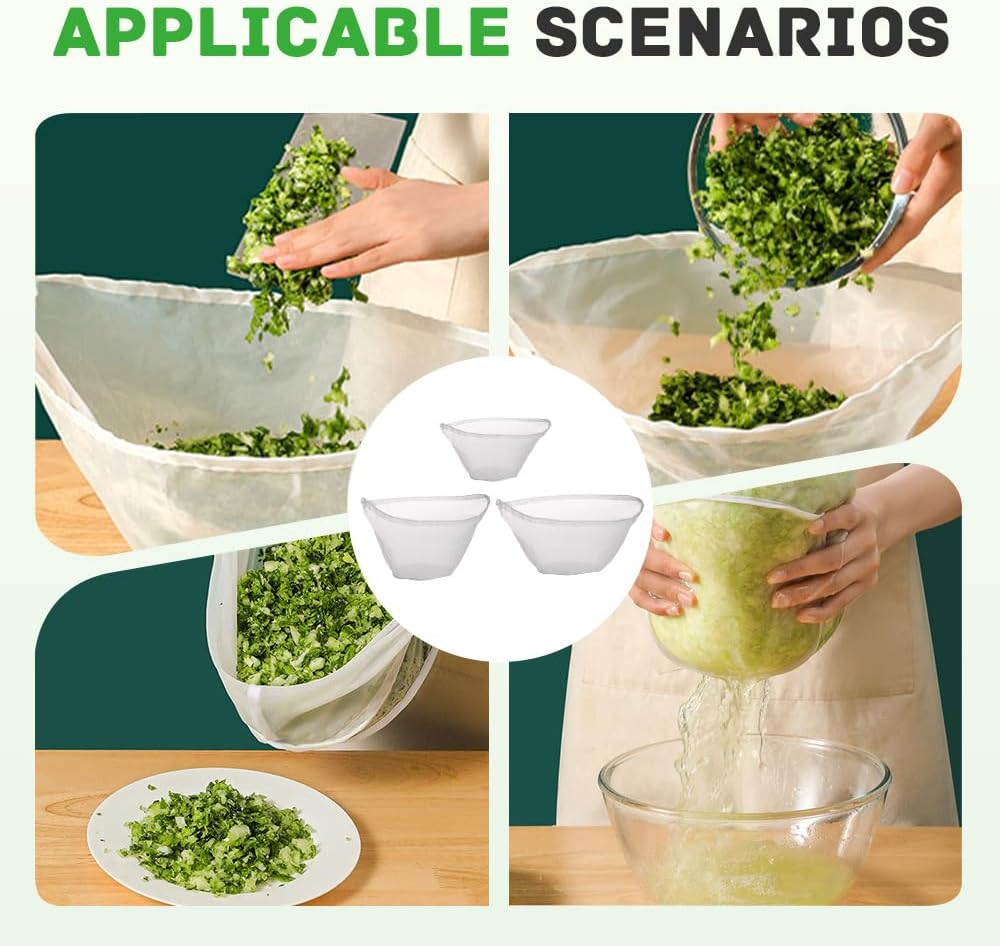 Reusable Cheesecloth Filter Bags 3 Sizes Set