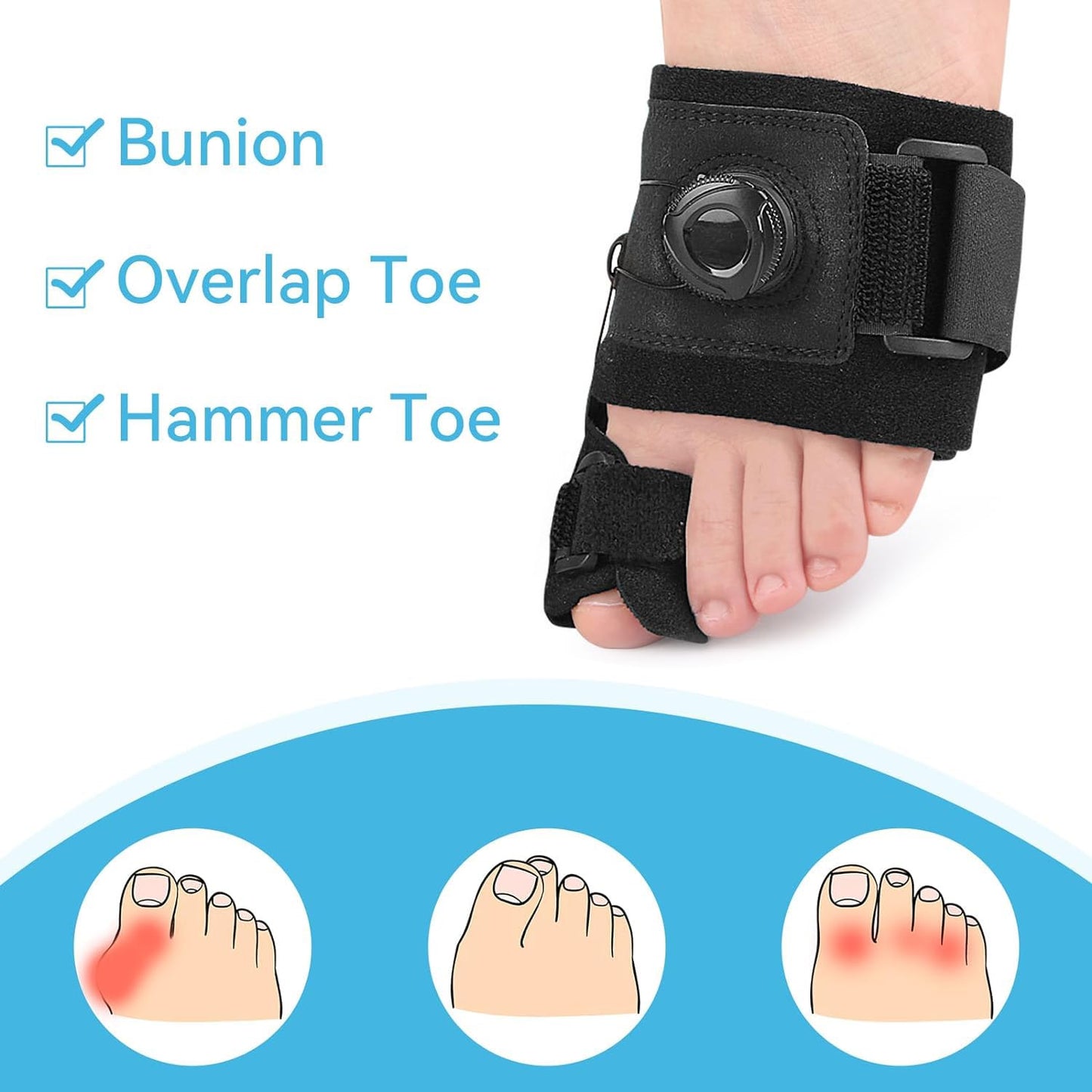 Adjustable Hallux Valgus Toe Separator Pair for Left & Right Feet