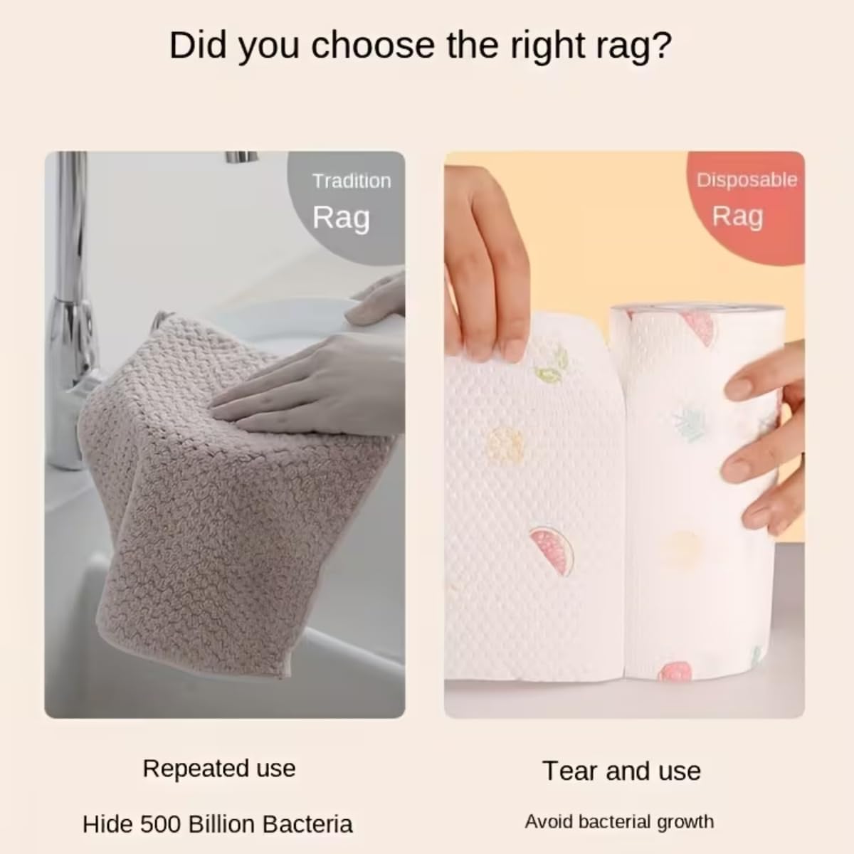 50 PCS Kitchen Paper Towels Extra Thick Wet & Dry Dual Use Oil Removing