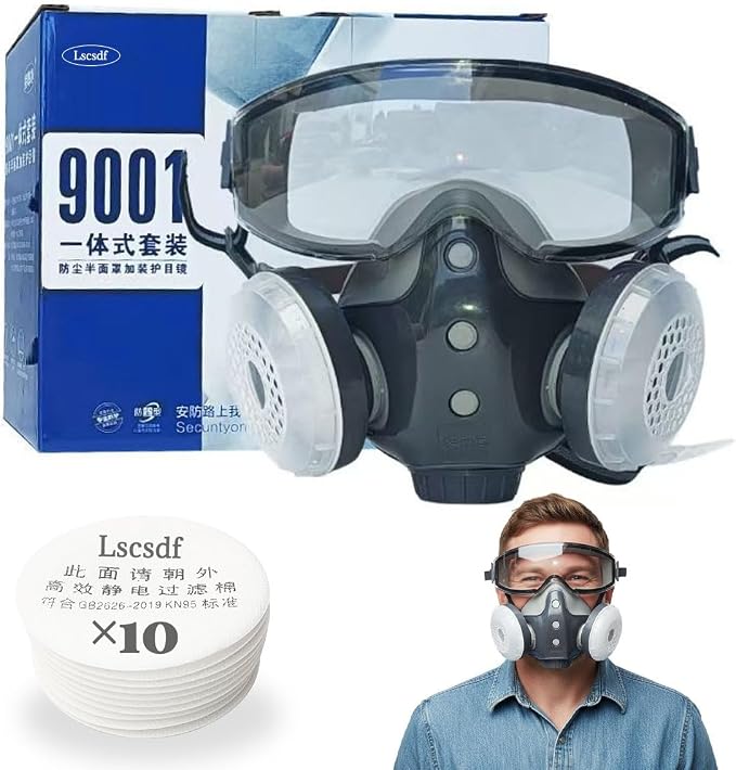 Reusable Anti Dust Anti Gas Respirator With 10 Filters And Protective Goggles