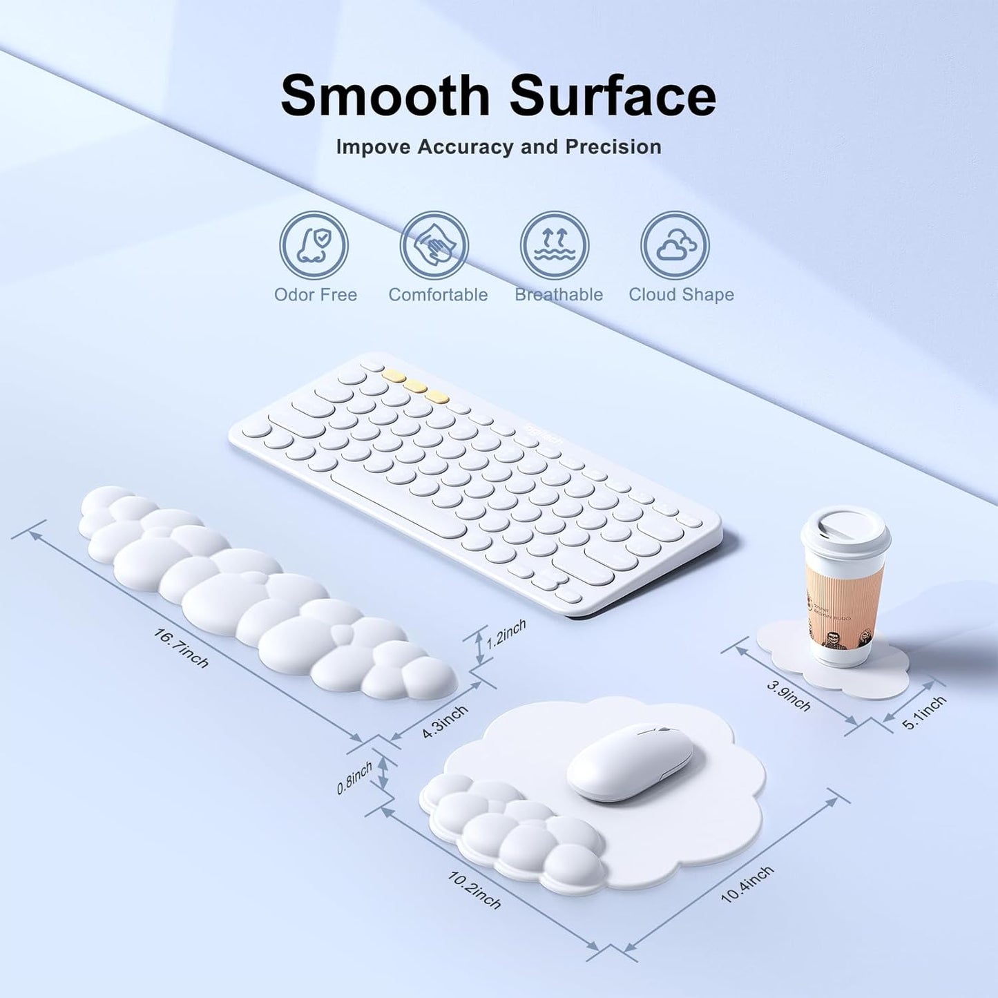 Cloud Ergonomic Keyboard & Mouse Wrist Rest Set
