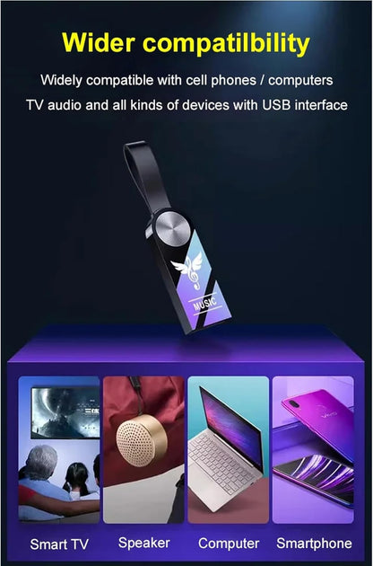 Flash Drives Thumb Drives for stereos, TVs, Phones and Tablets (64GB = 4500 Songs+450 Videos)