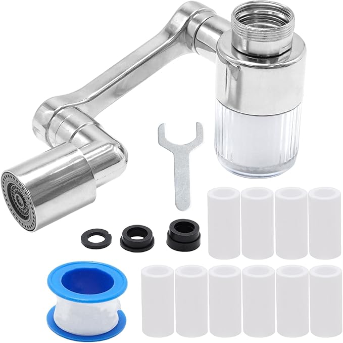 1440° Rotatable Filter Faucet Extender with 10 Filter Cartridges 2 Spray Modes