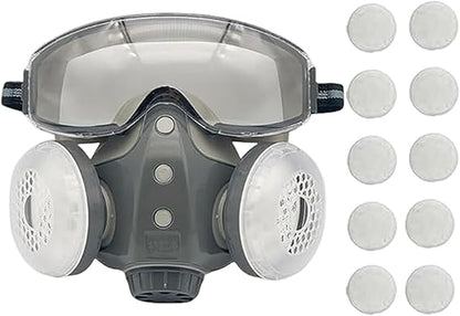 Reusable Anti Dust Anti Gas Respirator With 10 Filters And Protective Goggles