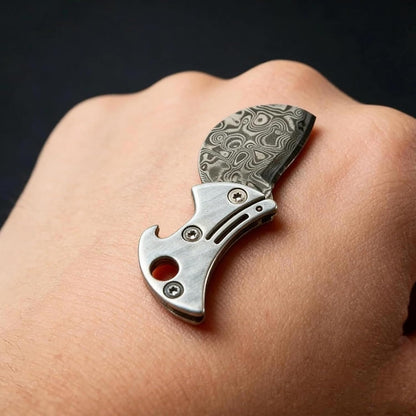 Damascus Steel & Titanium Micro Knife-2Pcs