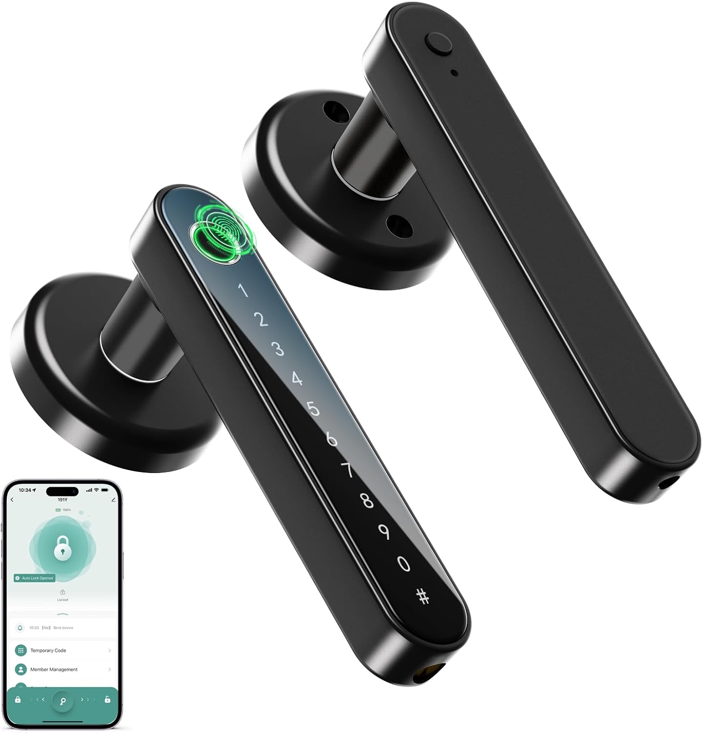 Fingerprint Smart Door Lock with Keypad & Handle