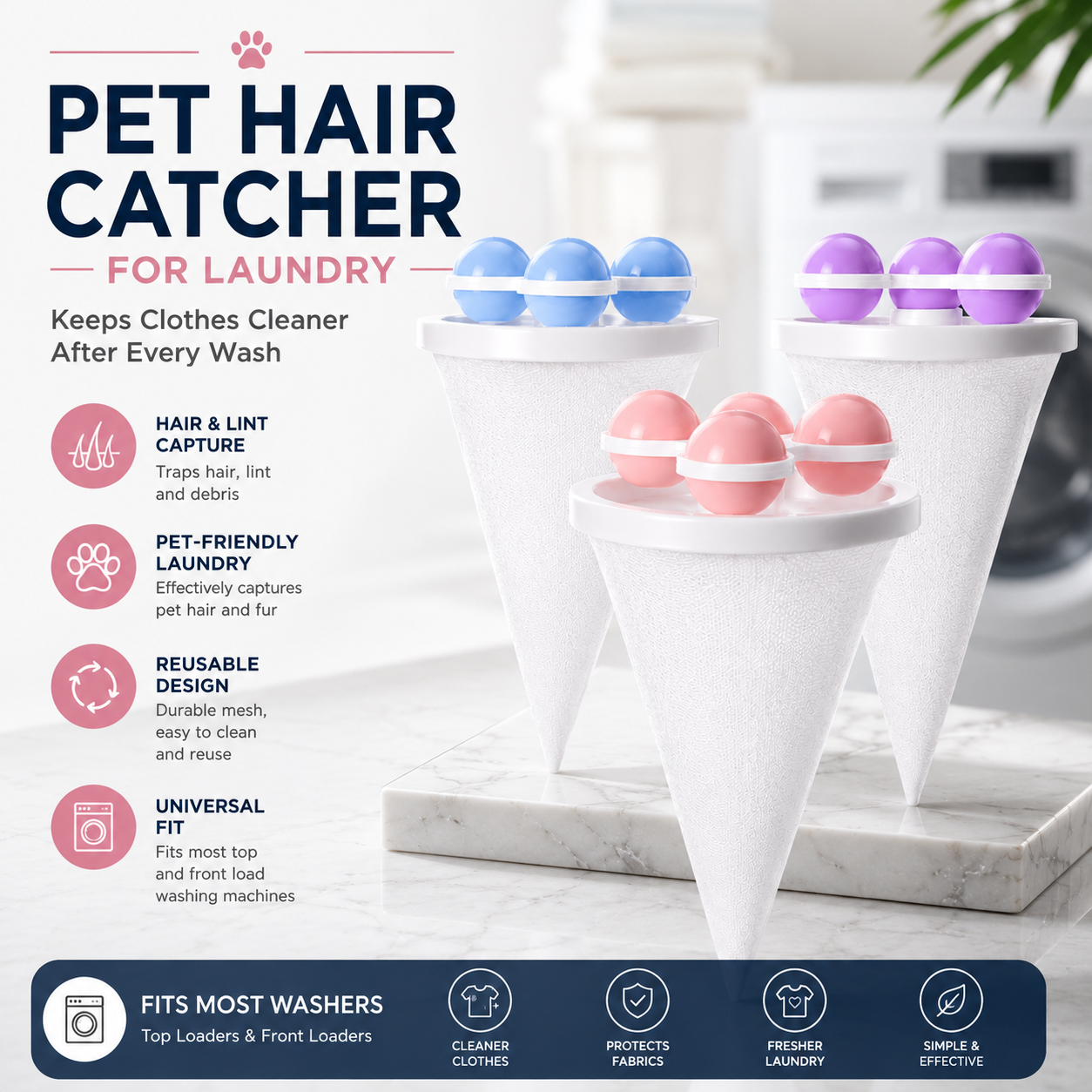 🔥 Flash Sale: 50% OFF – Pet Hair & Lint Catcher – Reusable Floating Filter Bag – 5-Pack