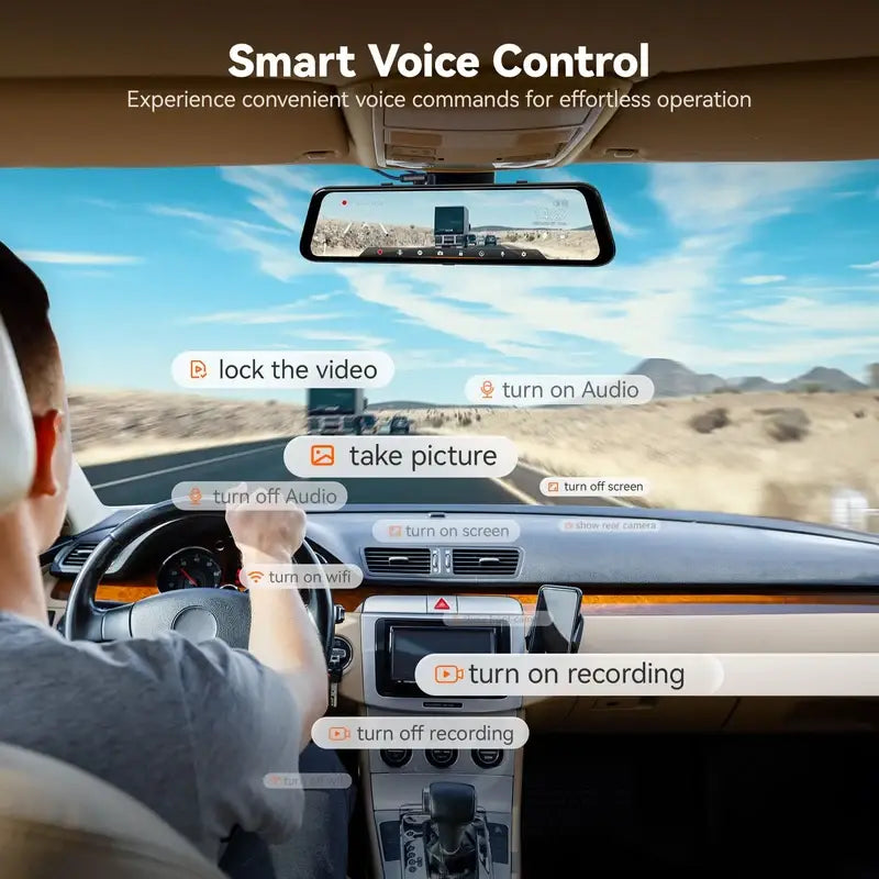 10-Inch Dual-View Rearview Mirror Dash Camera