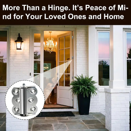 Stainless-Look Self-Closing Spring Hinge Set for Doors