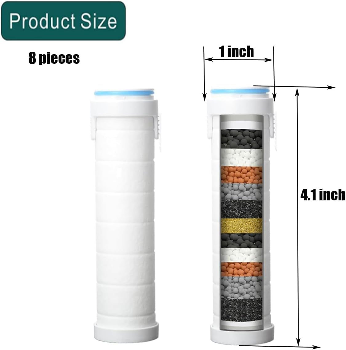 8-Pack Shower Filters for Handhelds | Chlorine & Mineral Removal