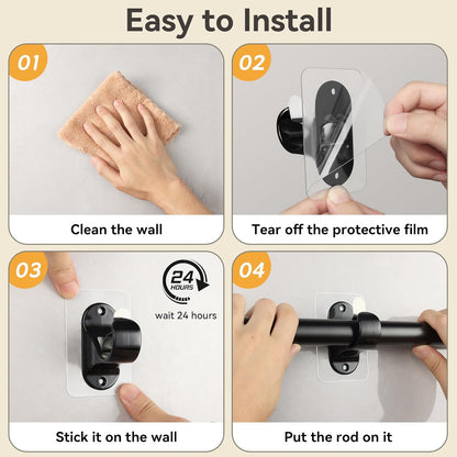 Extra-Large No-Drill Curtain Rod Holders – 6 Pack