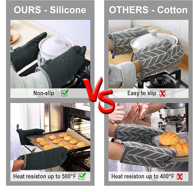 Non-slip Silicone Heat Resistant Oven Glove Set