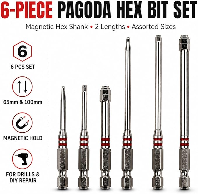 6-Piece Pagoda Hex Screwdriver Bit Set