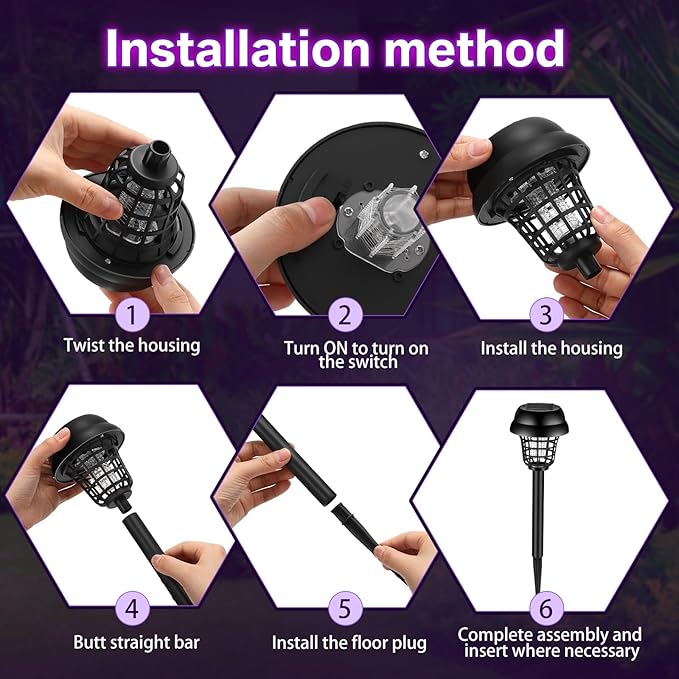 Solar Powered Stake Mosquito Killer Lamp 2 Pack