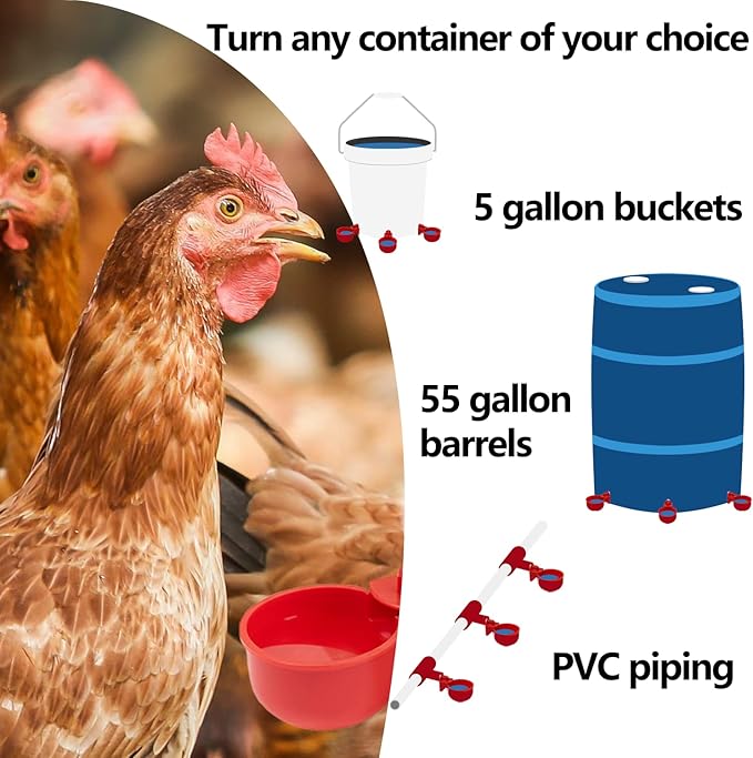 Automatic Chicken Waterer Cups 5 Pack