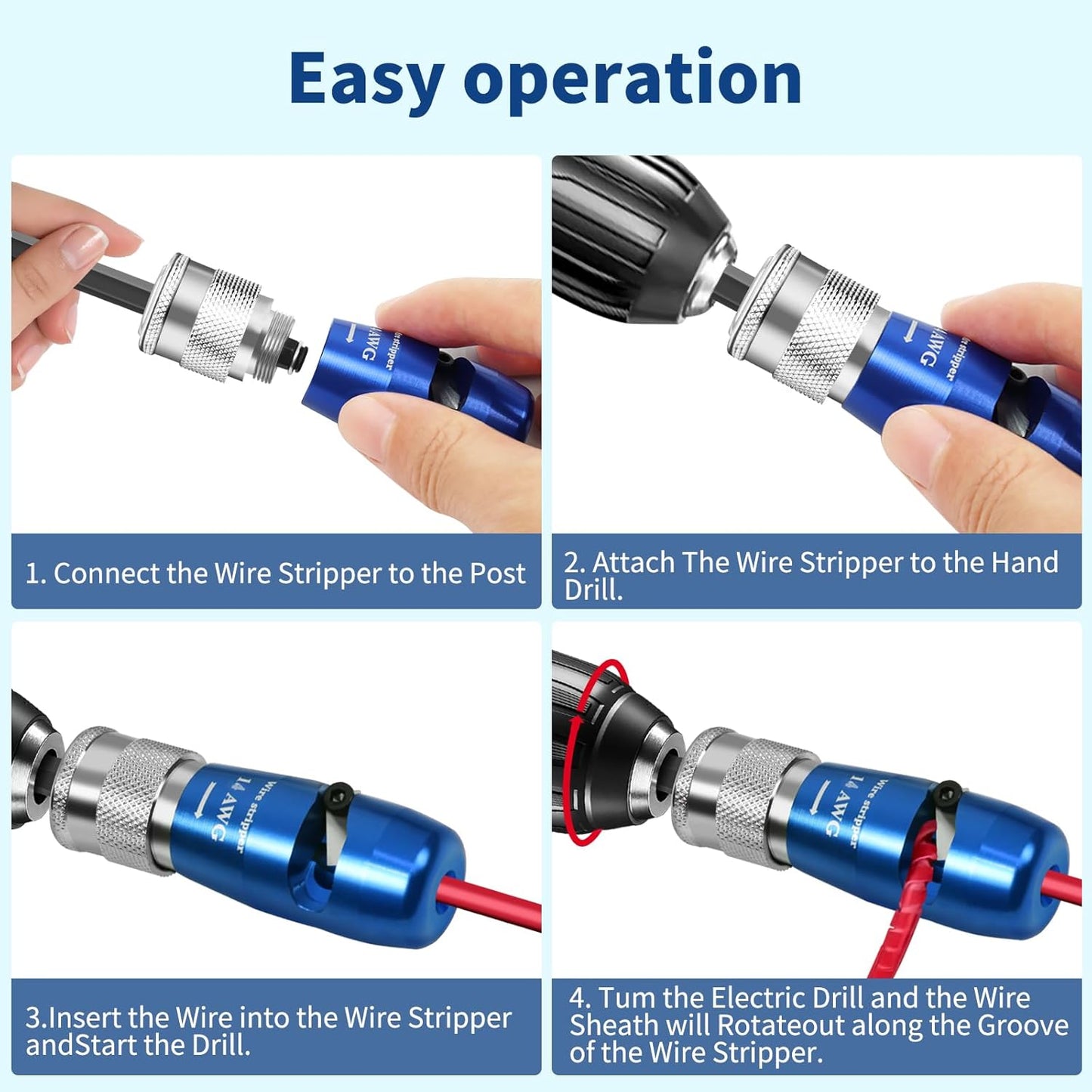 4-Piece Wire Stripper & Drill Wire Twister Kit
