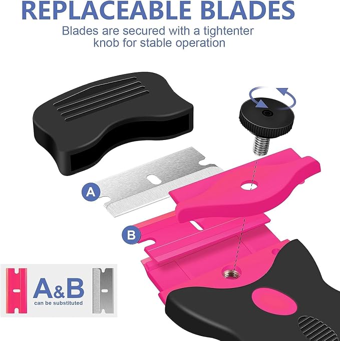 Pink Multi-Surface Scraper Tool Kit with 20 Blades