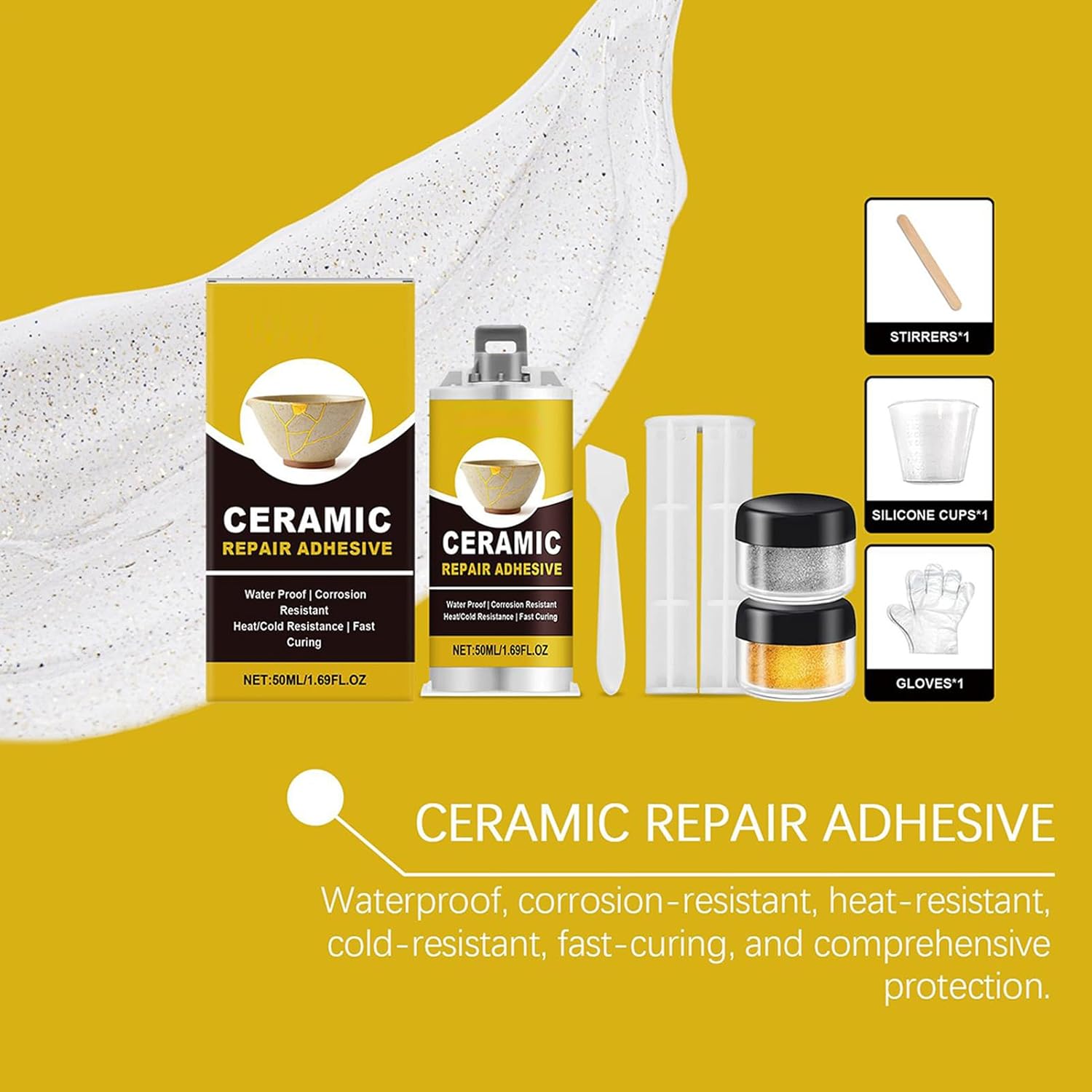 Gold Ceramic Repair Kit for Glass, Porcelain & Figurines