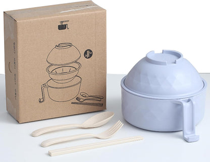 Eco-Friendly 3-in-1 Microwave Ramen Bowl Set with Chopsticks & Strainer