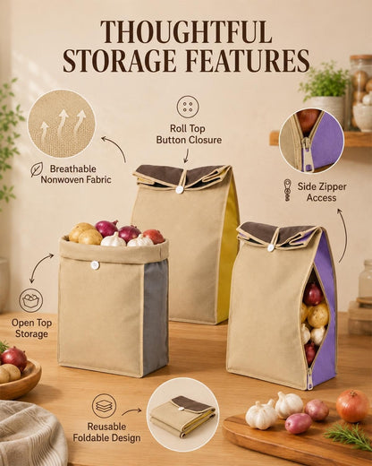 Reusable Potato Storage Bag with Zip Access