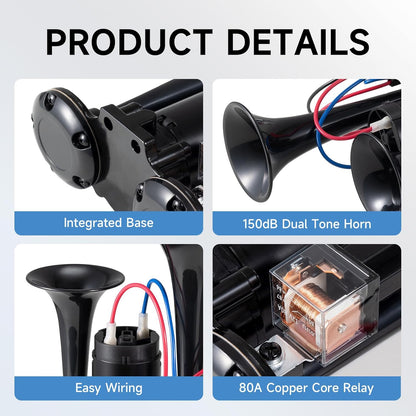 Dual-Trumpet Electric Air Horn