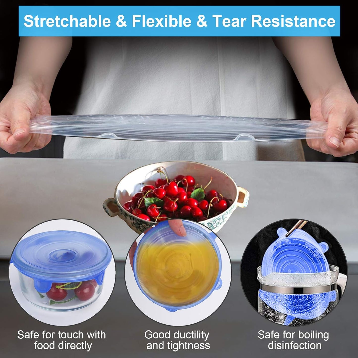 Reusable Silicone Stretch Lids – 6 Piece Set