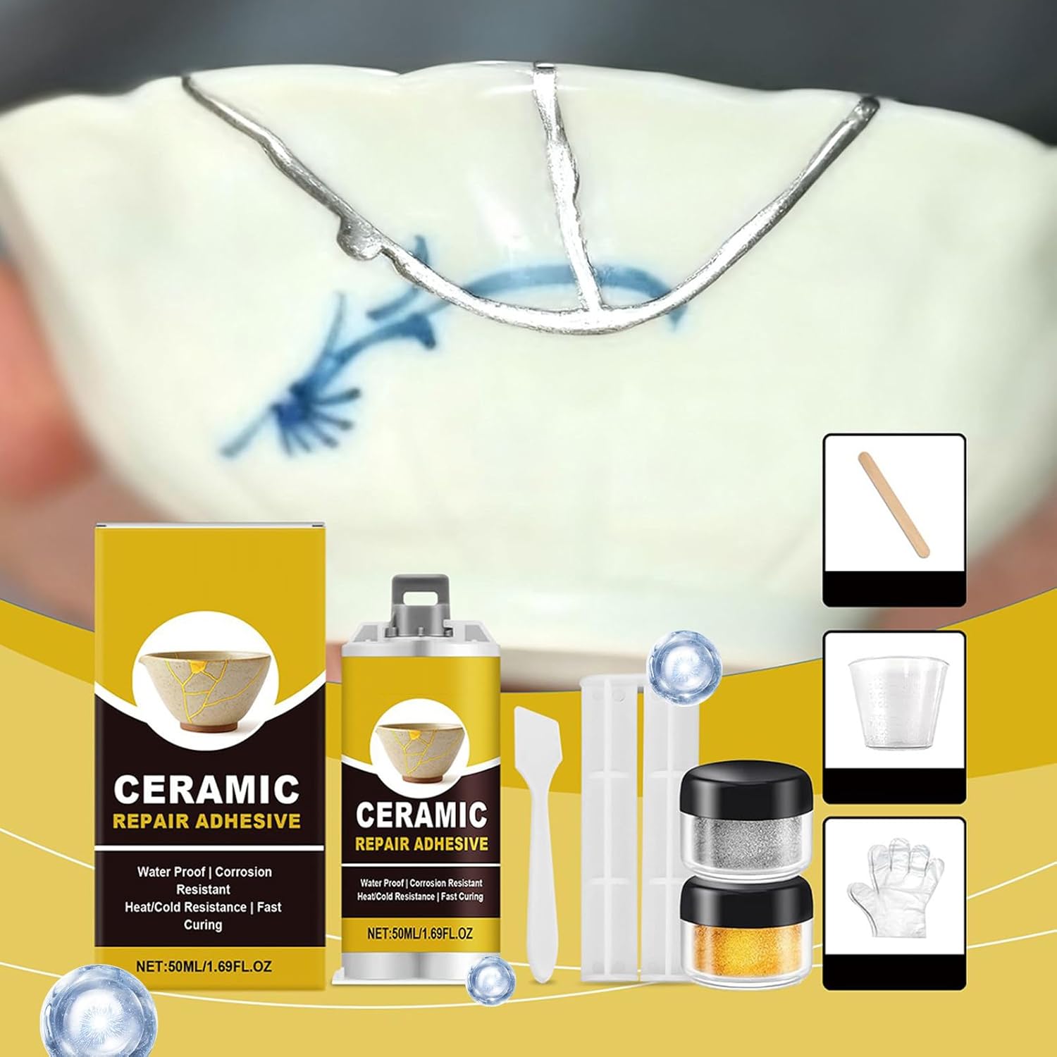 Gold Ceramic Repair Kit for Glass, Porcelain & Figurines