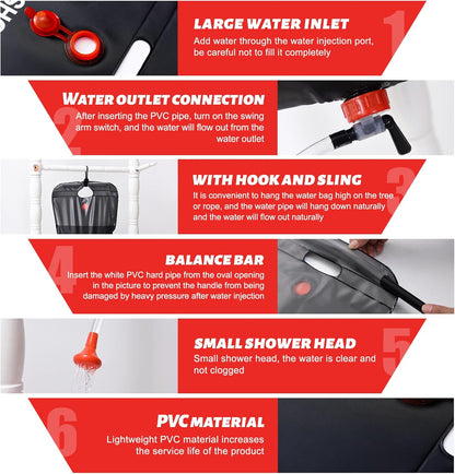 Solar-Powered Luxury Camp Shower | Portable Hot Water Outdoor Shower Bag