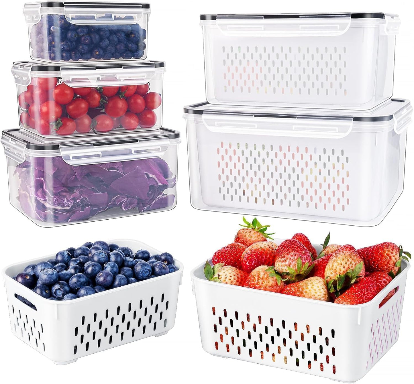 3 Sets Large Fruit Containers for Fridge