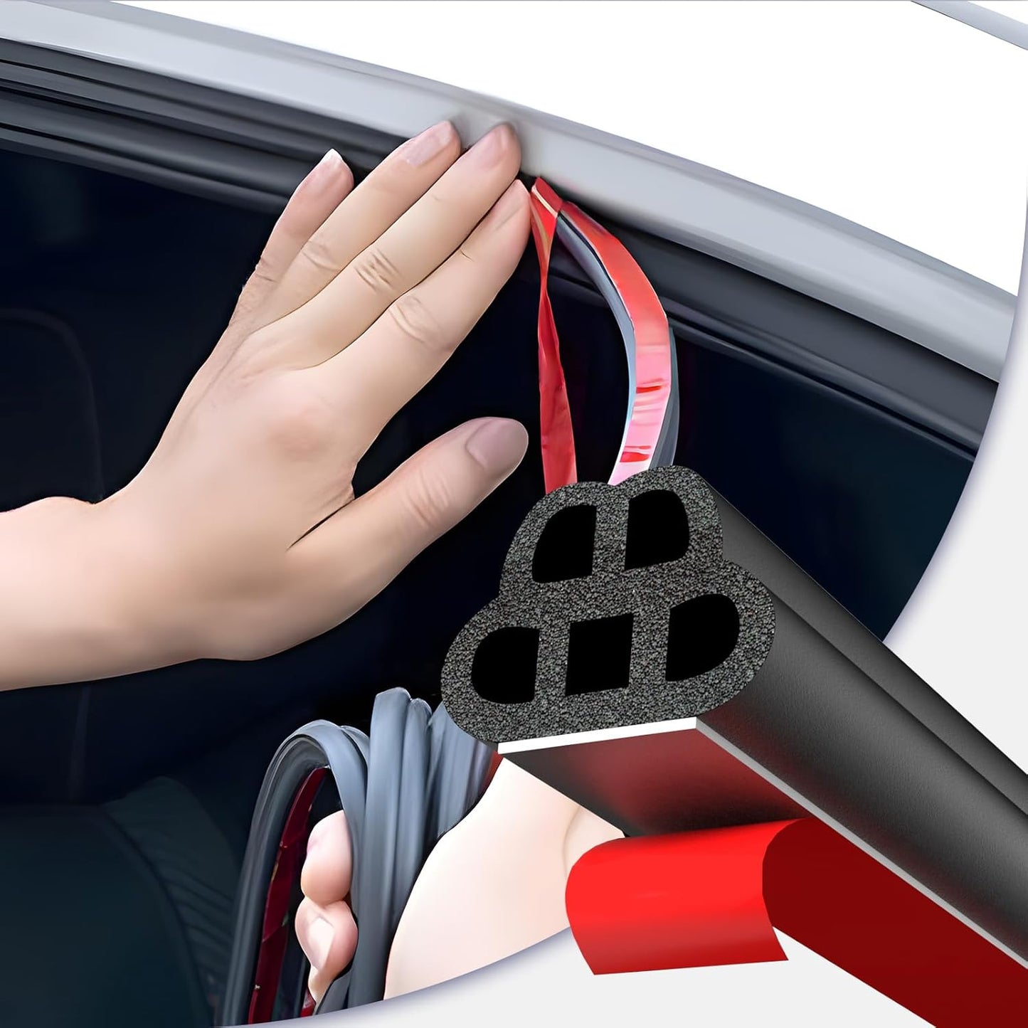 32.8 Ft Car Door Seal Strip Universal Self Adhesive Automotive Weather Stripping- 2 Sets