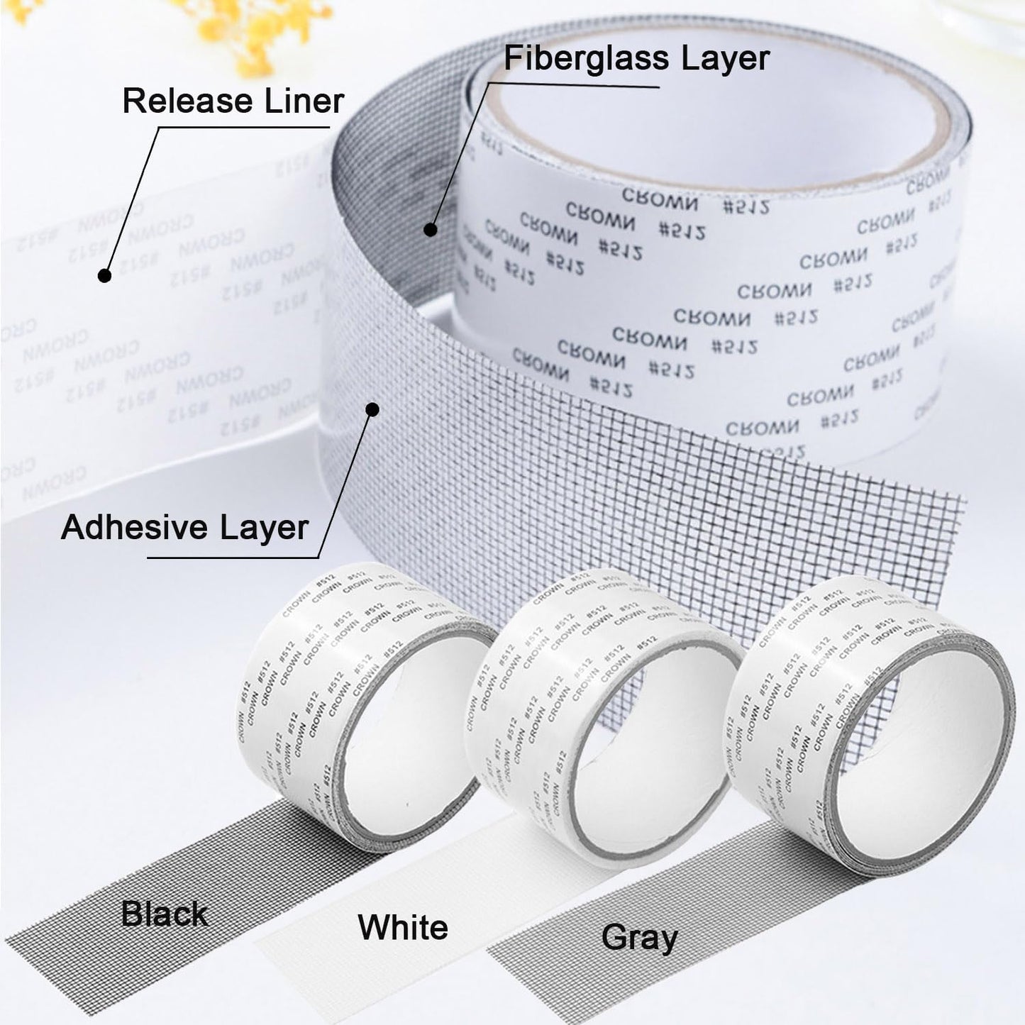 3 Rolls Grey Window Screen Repair Tape(2 W×80 L)