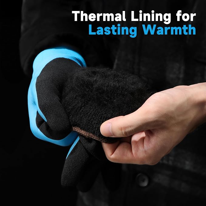 Fleece-Lined Winter Work Gloves with Textured Palms