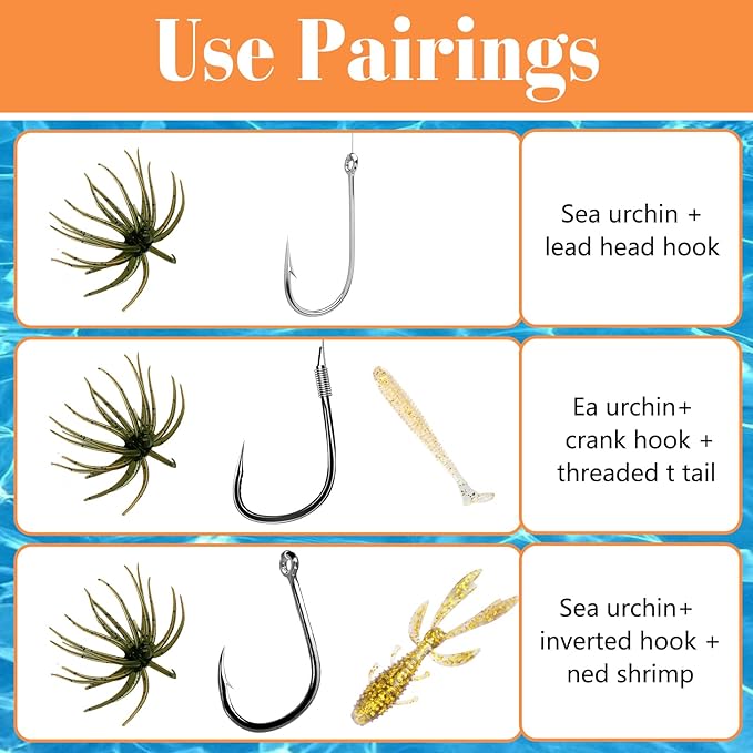 Floating Sea Urchin Soft Lures 6 Pack Set
