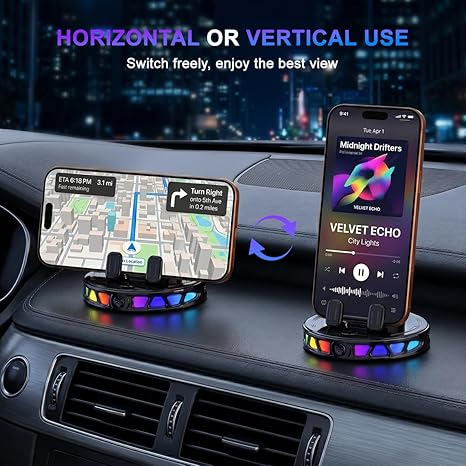 RGB Wireless Car Charger Mount, Dashboard Phone Holder