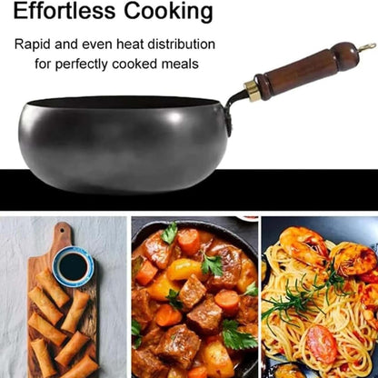 Uncoated Cast Iron Wok with Lid – Japanese Style Iron Pot
